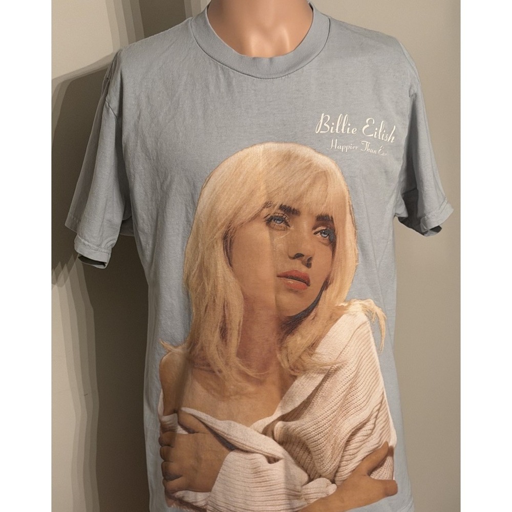 Billie Eilish "Happier Than Ever" Men's Small T-Shirt Light Blue